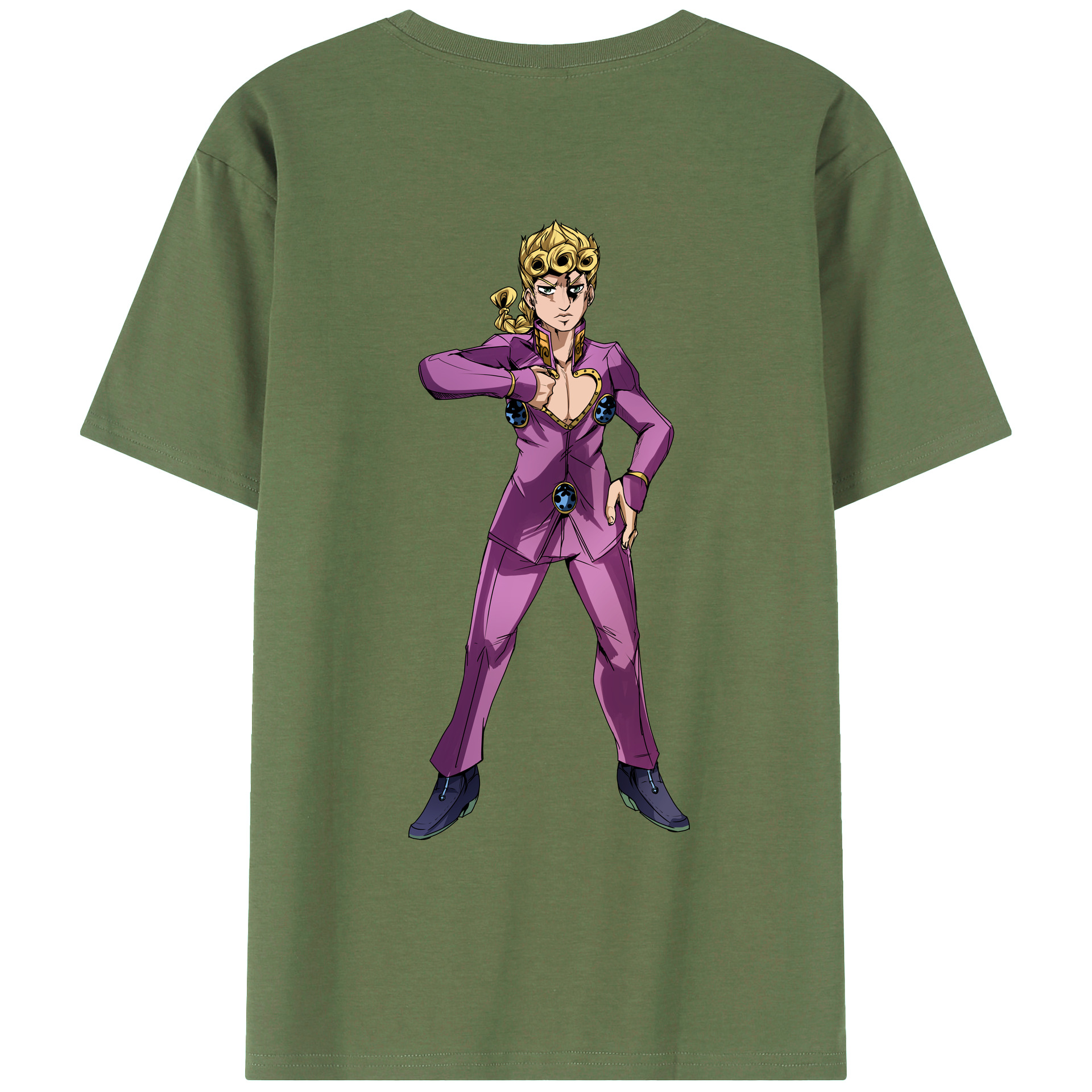 （画像用） ジョジョの奇妙な冒険 ジョルノ?ジョバァーナ JoJo's Bizarre Adventure Giorno Giovanna 綿100％ メンズ半袖Tシャツ（バックプリント） 通気性